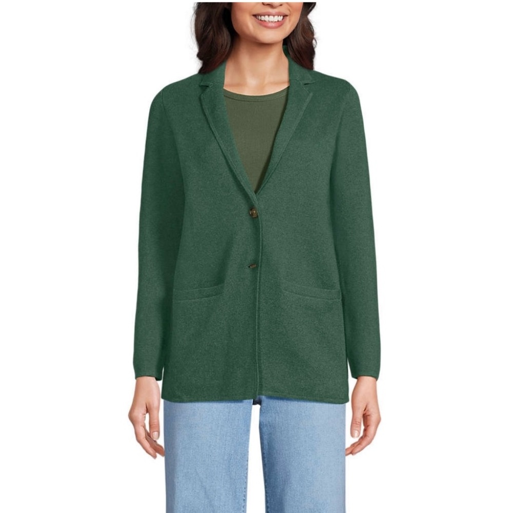 Lands' End Women's Forest Green Knit Blazer